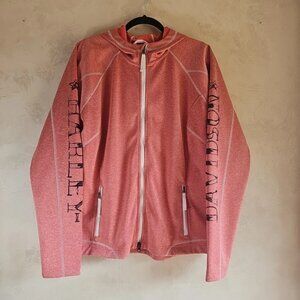 Harley Davidson Pink/White Polyester Full Zip Hooded Jacket W/Pockets-Size: 2XL